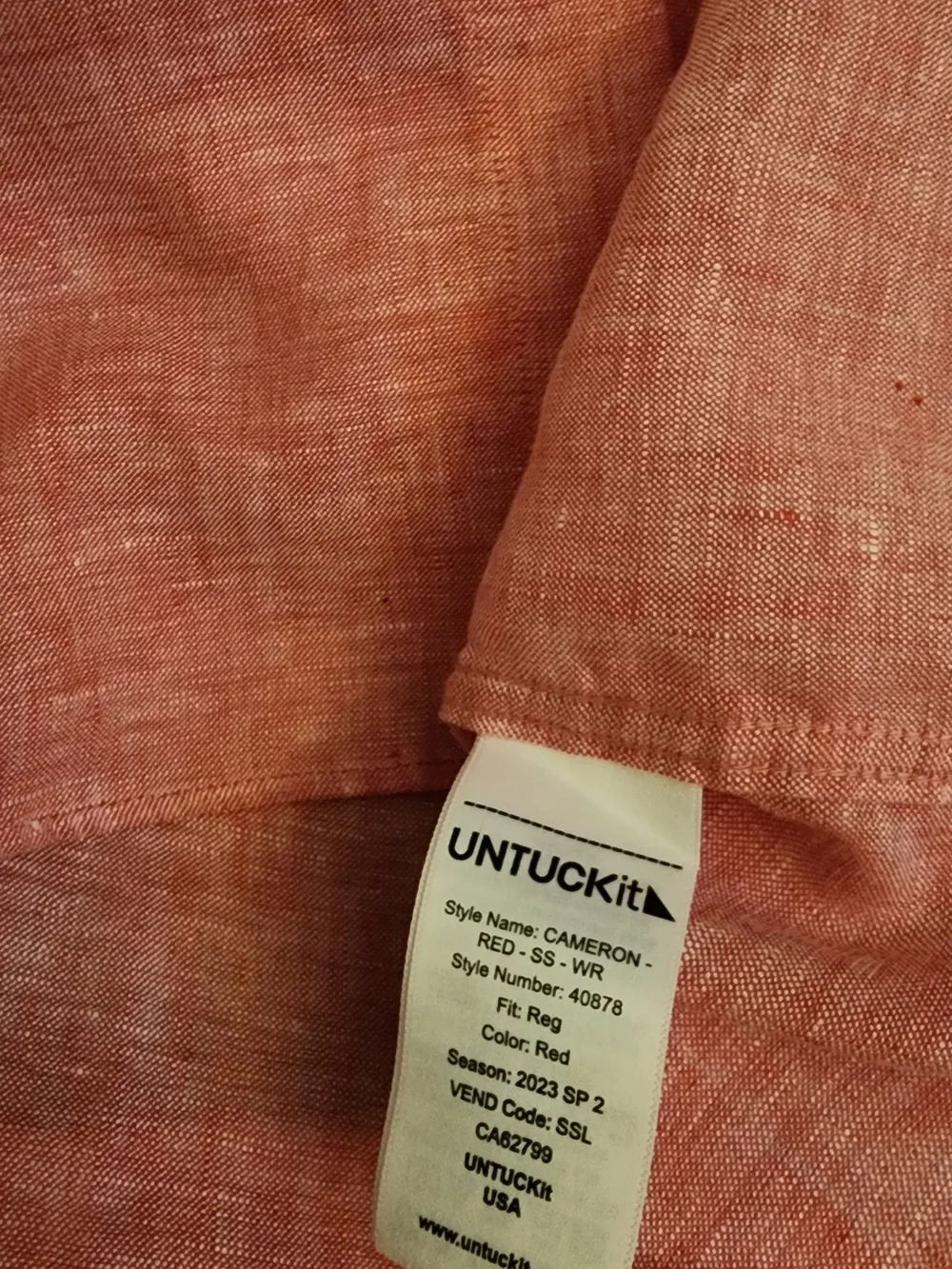 UNTUCKit Men's Short-Sleeve Button-Down Linen Shirt - Red